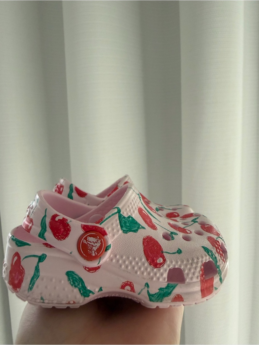 CROCS Kids Pink Clog with Red Cherry Print